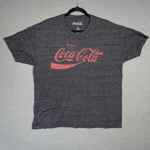 Coca-Cola T-Shirt XL Grey Heathered Classic Americana Retro Thin